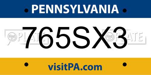 765SX3 Pennsylvania License Plate