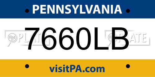 7660LB Pennsylvania License Plate