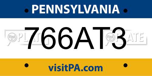 766AT3 Pennsylvania License Plate