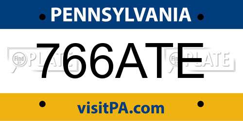 766ATE Pennsylvania License Plate