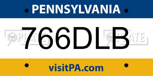 766DLB Pennsylvania License Plate