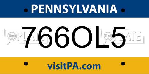 766OL5 Pennsylvania License Plate