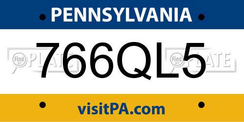 766QL5 Pennsylvania License Plate