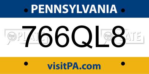 766QL8 Pennsylvania License Plate