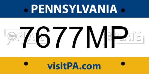 7677MP Pennsylvania License Plate