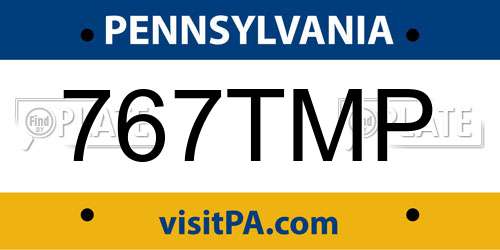 767TMP Pennsylvania License Plate