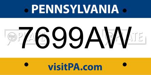 7699AW Pennsylvania License Plate
