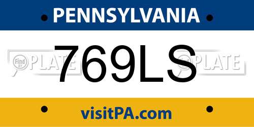769LS Pennsylvania License Plate