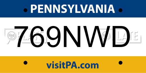 769NWD Pennsylvania License Plate