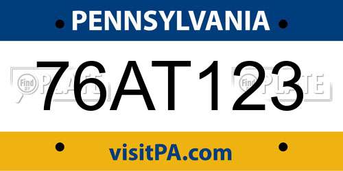 76AT123 Pennsylvania License Plate