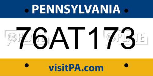76AT173 Pennsylvania License Plate