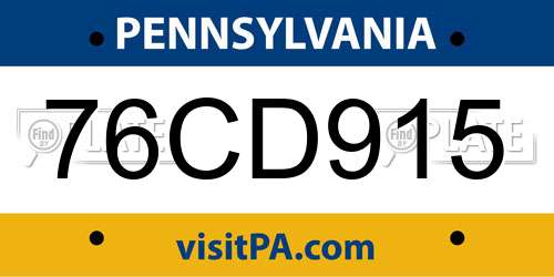 76CD915 Pennsylvania License Plate