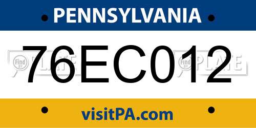 76EC012 Pennsylvania License Plate
