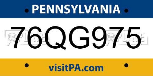 76QG975 Pennsylvania License Plate