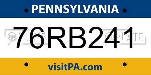 76RB241 Pennsylvania License Plate
