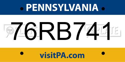 76RB741 Pennsylvania License Plate
