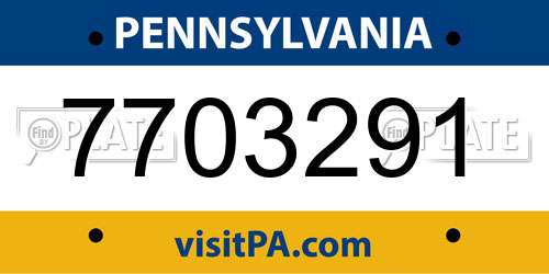 7703291 Pennsylvania License Plate