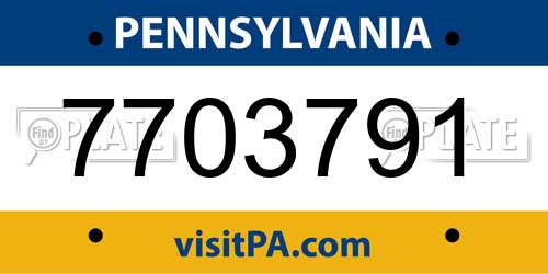 7703791 Pennsylvania License Plate