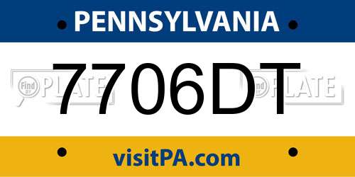 7706DT Pennsylvania License Plate