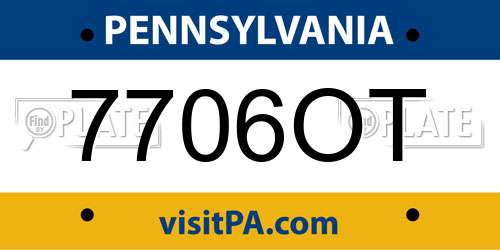 7706OT Pennsylvania License Plate