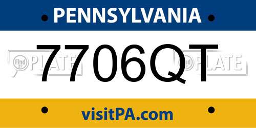 7706QT Pennsylvania License Plate