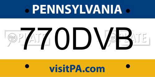770DVB Pennsylvania License Plate