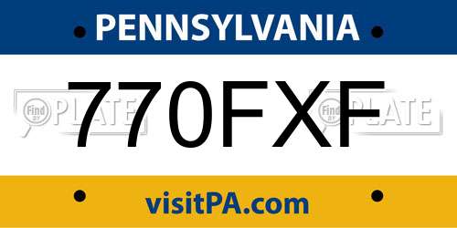 770FXF Pennsylvania License Plate