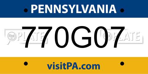 770G07 Pennsylvania License Plate