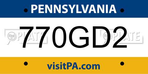 770GD2 Pennsylvania License Plate