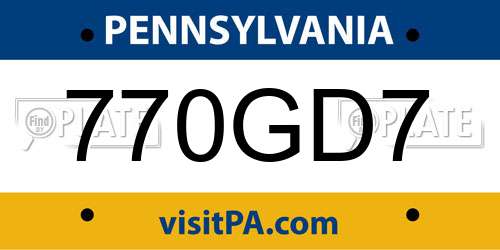 770GD7 Pennsylvania License Plate