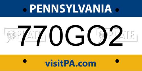 770GO2 Pennsylvania License Plate
