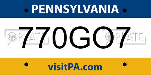 770GO7 Pennsylvania License Plate
