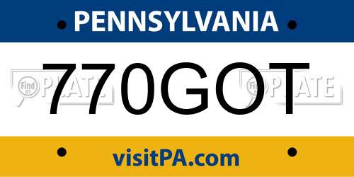 770GOT Pennsylvania License Plate