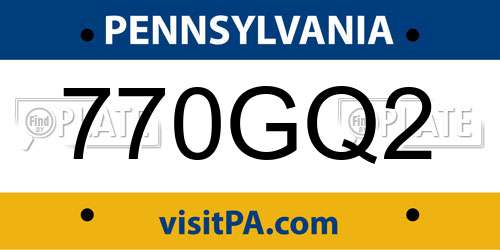 770GQ2 Pennsylvania License Plate