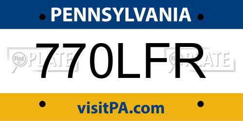 770LFR Pennsylvania License Plate