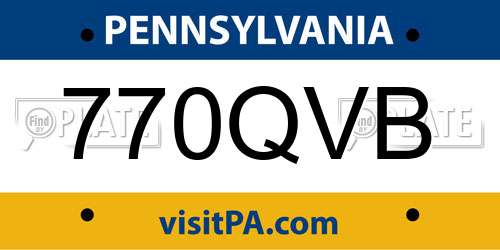 770QVB Pennsylvania License Plate