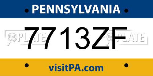 7713ZF Pennsylvania License Plate