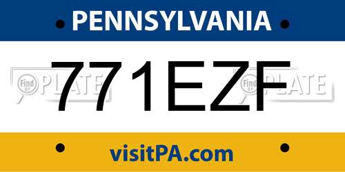 771EZF Pennsylvania License Plate