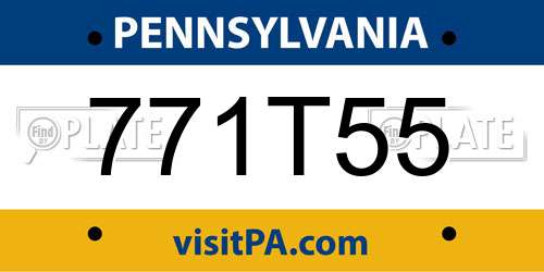 771T55 Pennsylvania License Plate