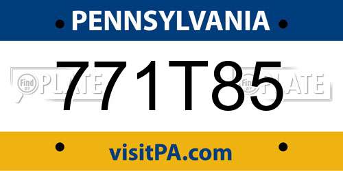 771T85 Pennsylvania License Plate