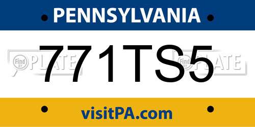 771TS5 Pennsylvania License Plate