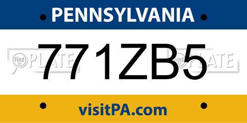 771ZB5 Pennsylvania License Plate