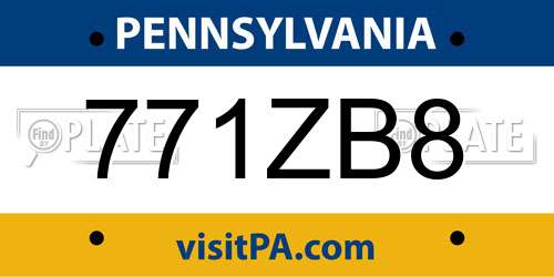 771ZB8 Pennsylvania License Plate