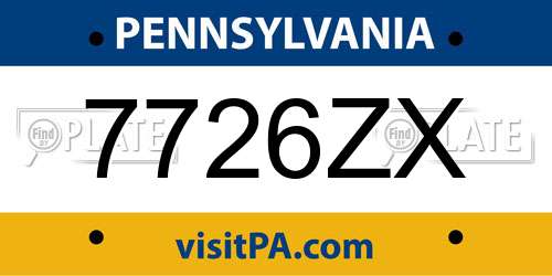 7726ZX Pennsylvania License Plate