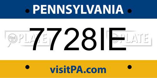 7728IE Pennsylvania License Plate