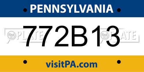 772B13 Pennsylvania License Plate