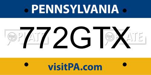 772GTX Pennsylvania License Plate
