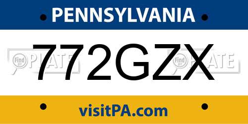 772GZX Pennsylvania License Plate