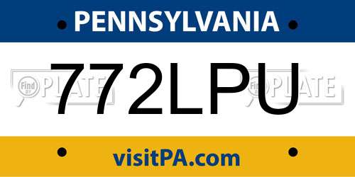 772LPU Pennsylvania License Plate