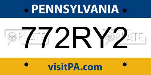 772RY2 Pennsylvania License Plate